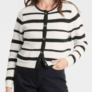 Universal Thread Cream and Black Striped Cardigan
